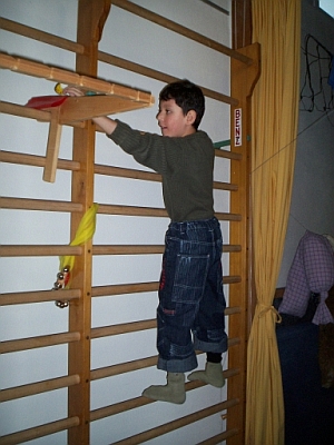 an der Sprossenwand