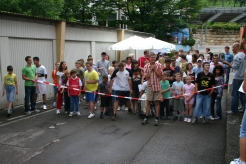 Der Start zum Lauf um die Leiterplattenschule